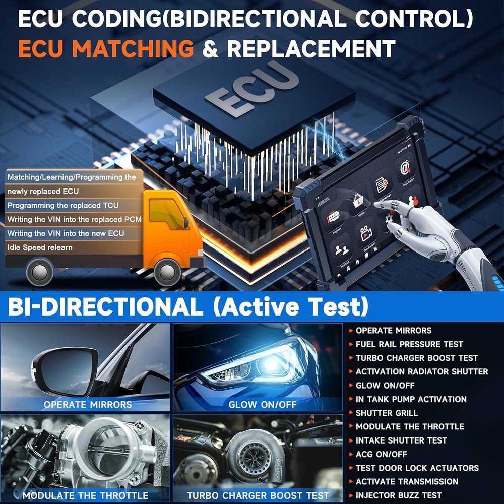 ANCEL X7 HD Heavy Duty Truck Diagnostic Scanner DPF Regen Tool OBD2 Code Reader