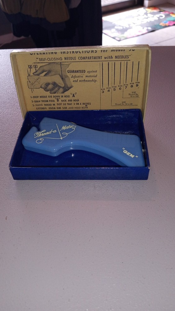 VTG Nelpin Thread-a Matic "GEM" Model 98 Sewing Automatic Needle Threader In Box