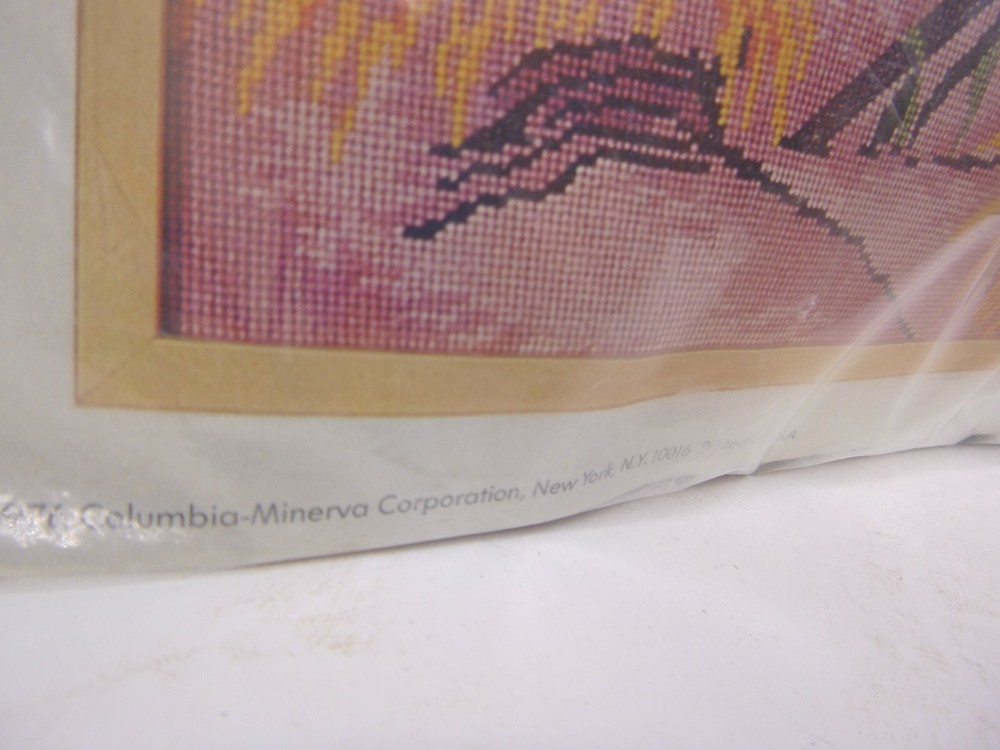 Columbia Minerva 2480 plains Indian Needlepoint Picture Kit native Ameri 1976