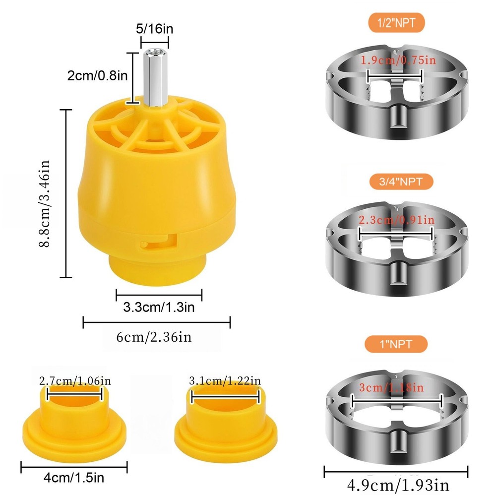 PVC Thread Maker Tool Pipe Threader with 3 Dies for Electric Drill NPT Standard