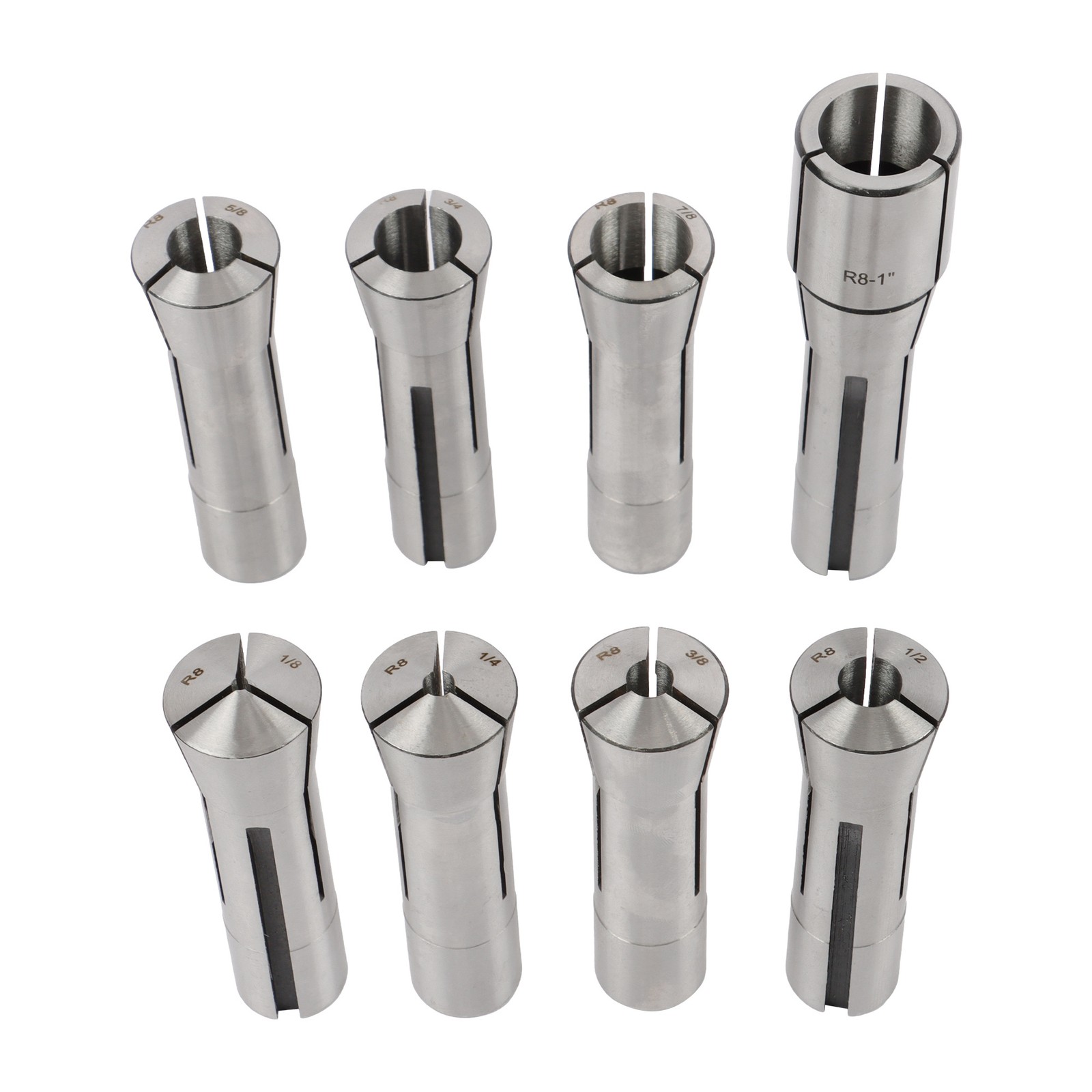 8PC R8 Collet Set 1/8" 1/4" 3/8" 1/2" 5/8" 3/4" 7/8" High Precision