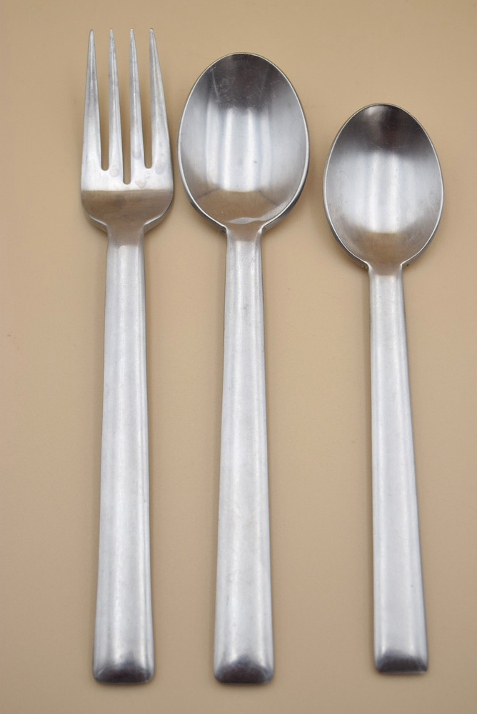 3pc Nautica Arctic White Flatware Set Dinner Fork Tablespoon Teaspoon