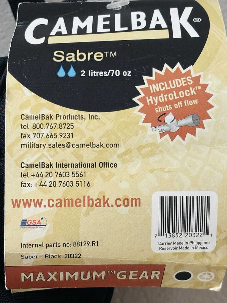 Camelbak Hydrobak Hydration Backpack w/ Bladder,Black, 70oz 2 Litres~NWT
