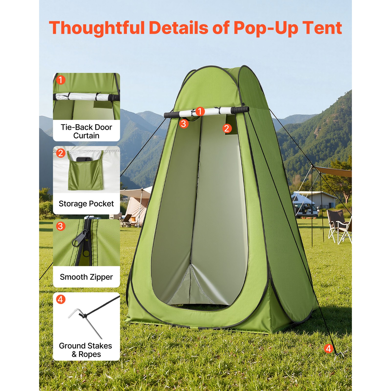 Uimoso Portable Folding Outdoor Camping Toilet Tent for Travel, Supports 330 lbs