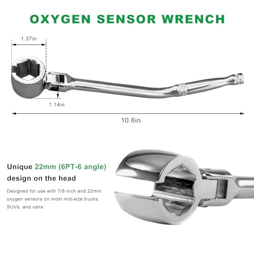 7/8" 22mm Oxygen Sensor Wrench, O2 Sensor Socket Removal Tool with Contour