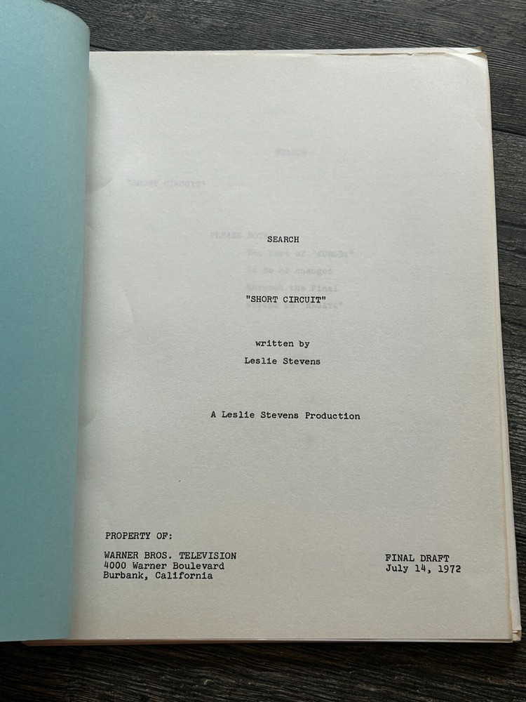 SEARCH TV Show Script Short Circuit Final Draft July 14 1972 Leslie Stevens