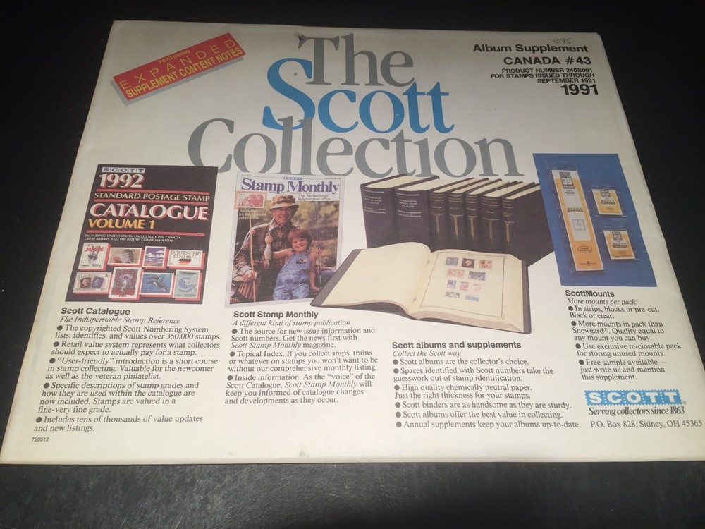 Scott Canada Stamp Album Pages Supplement #43 - 1991- New