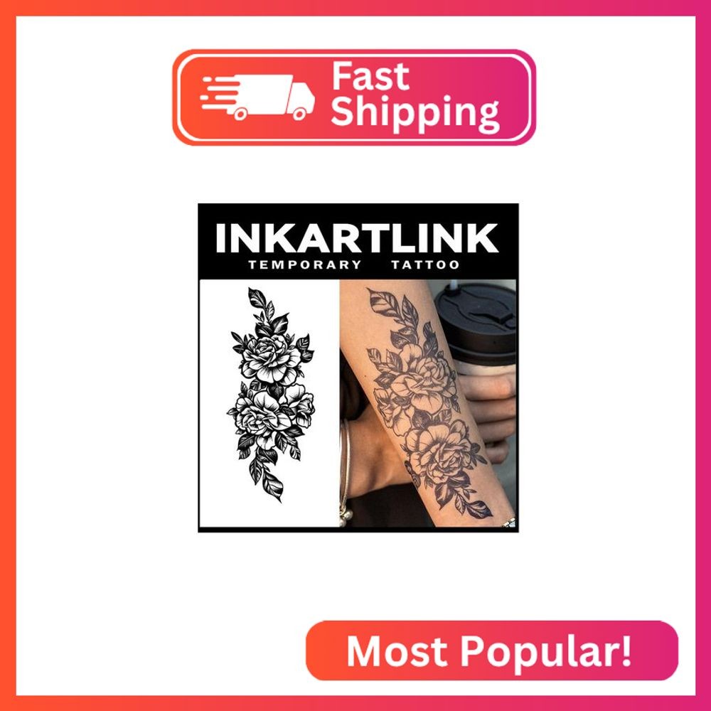 INKARTLINK Tattoo Tech, 2 Sheets Large Semi Permanent Tattoo, Temporary Tattoos,