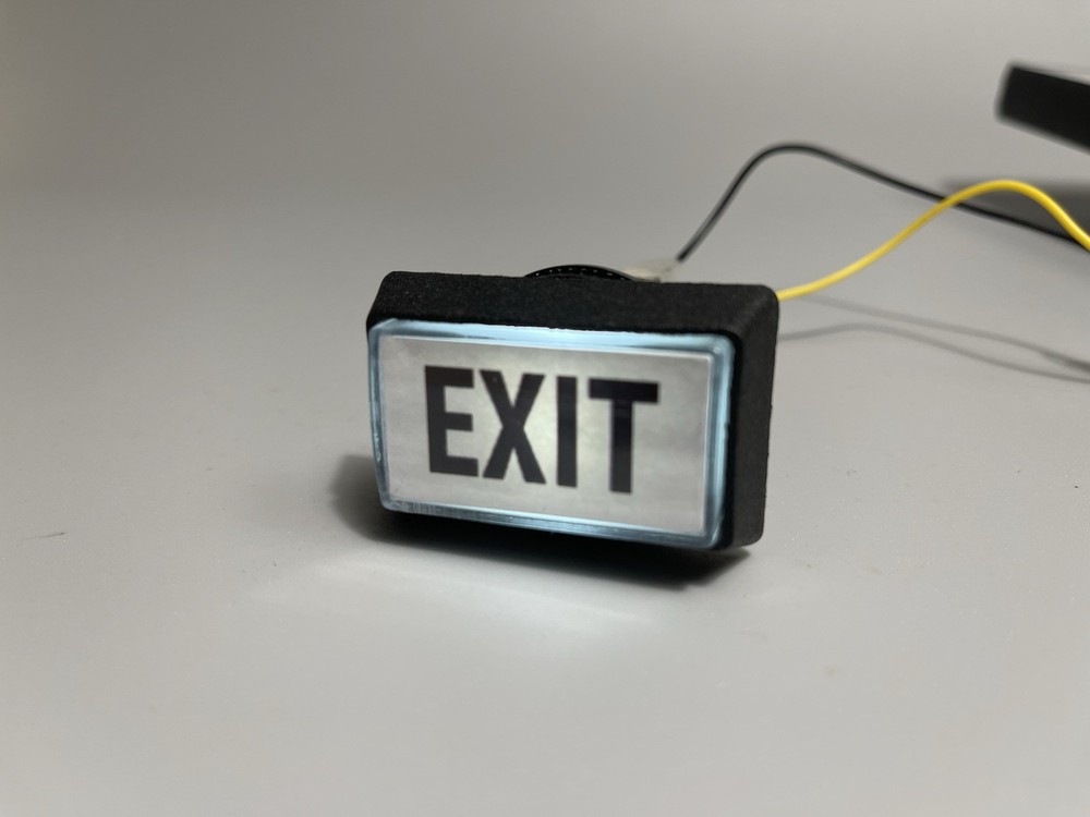 New Arcade Rectangle EXIT Button LED Push Illumilated With Microswitch