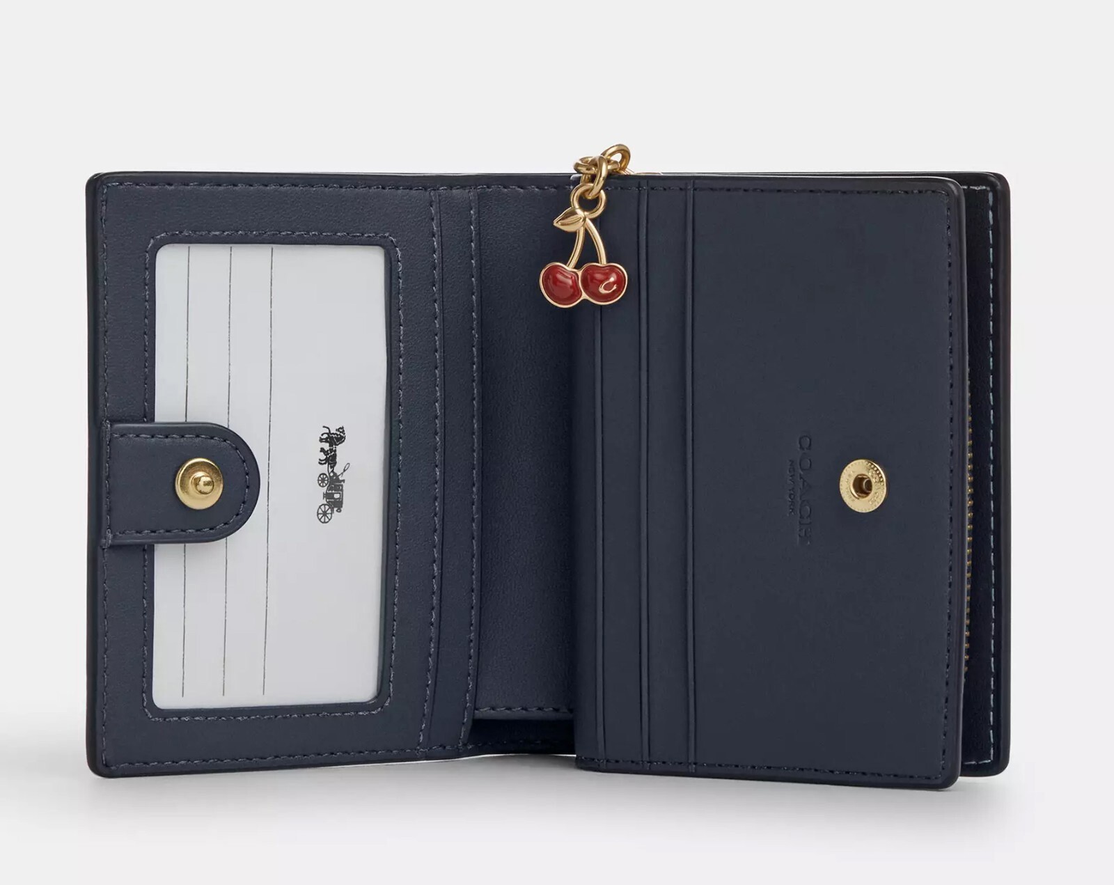 NWT Coach Snap Wallet In Signature Canvas With Cherry Print 🍒 CZ347/CZ618