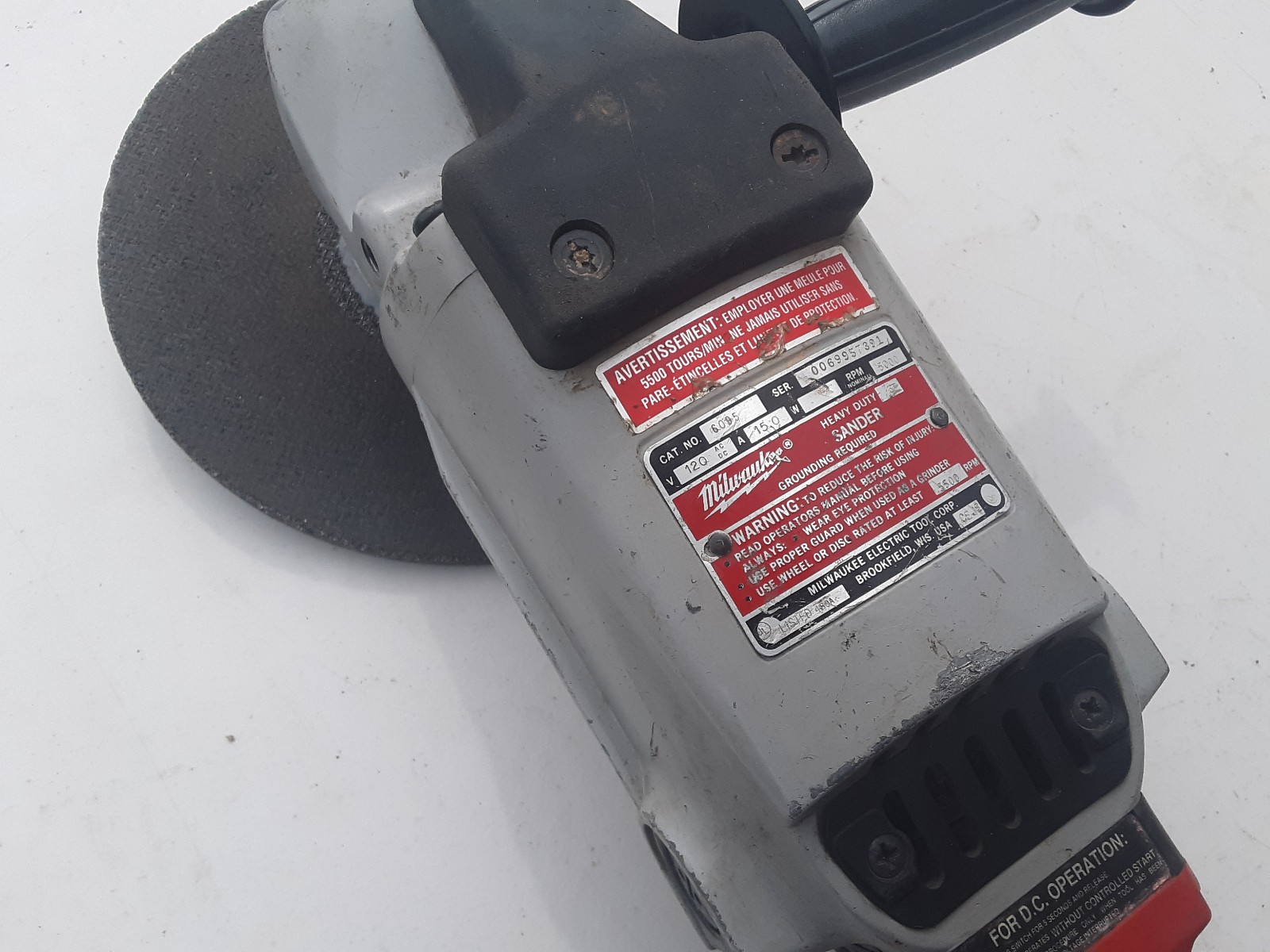 MILWAUKEE TOOLS Cat. No. 6095 HEAVY DUTY SANDER / GRINDER