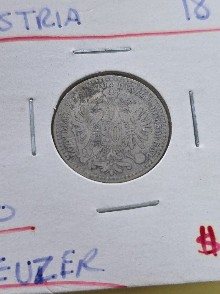 1870 AUSTRIA 10 KREUZER SILVER COIN