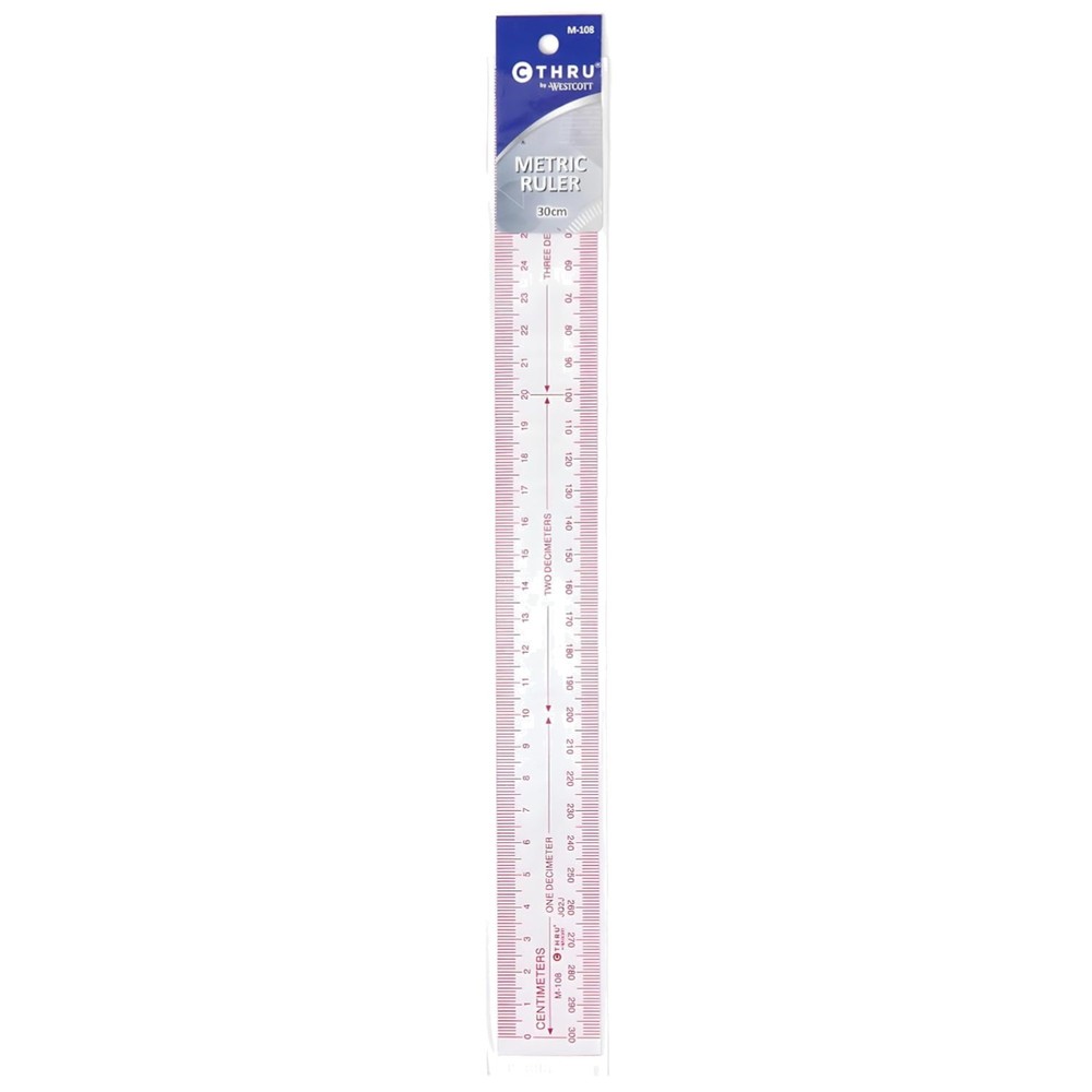 30cm Transparent Ruler with Centimeter and Millimeter Graduations for Precision