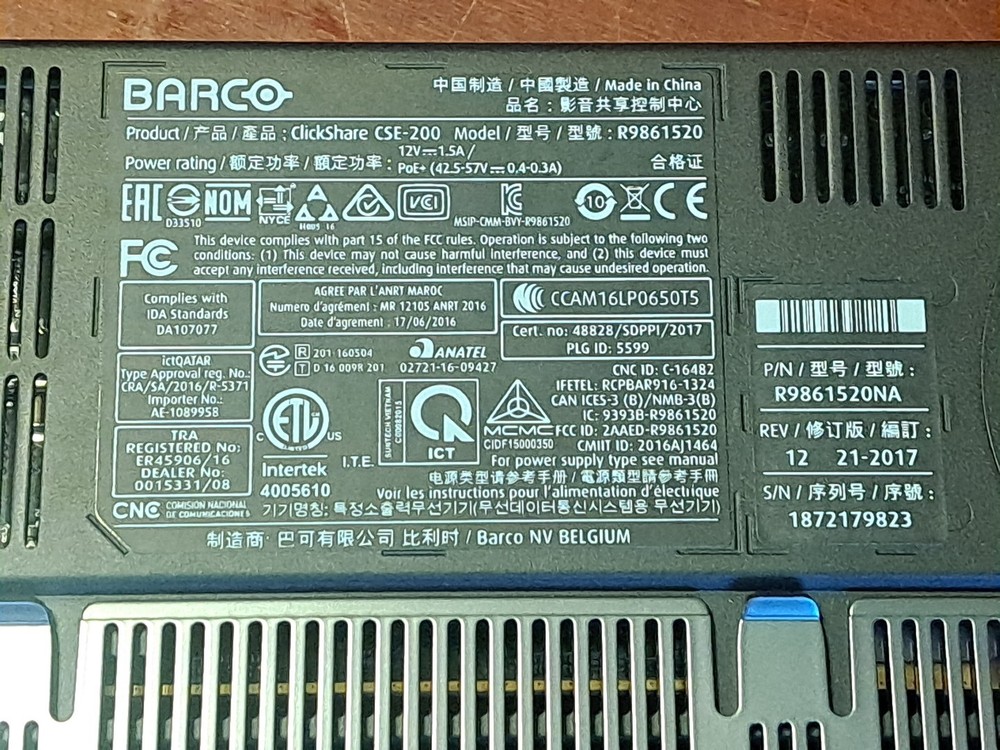 Barco Clickshare CSE-200 R9861520 Wireless Presentation System