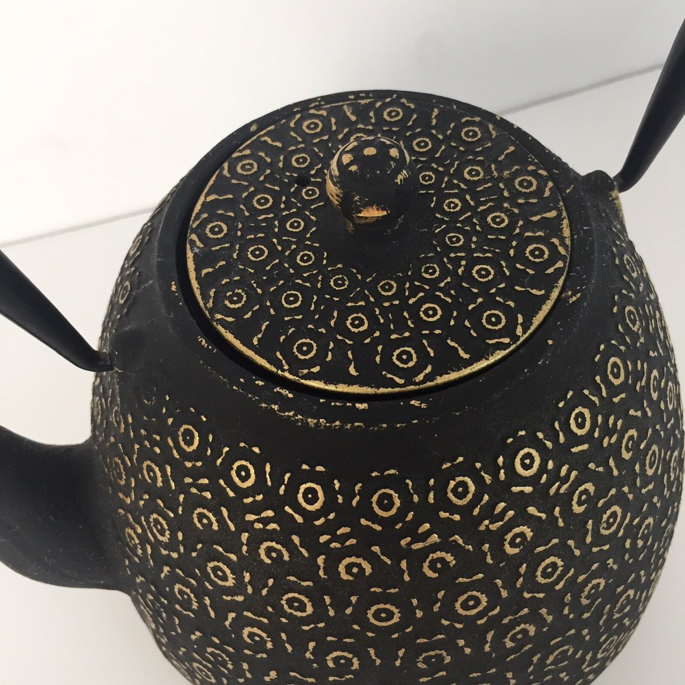 Black Gold Geometric Pattern Metal Ceramic Teapot Tea Steep Filter Basket Insert