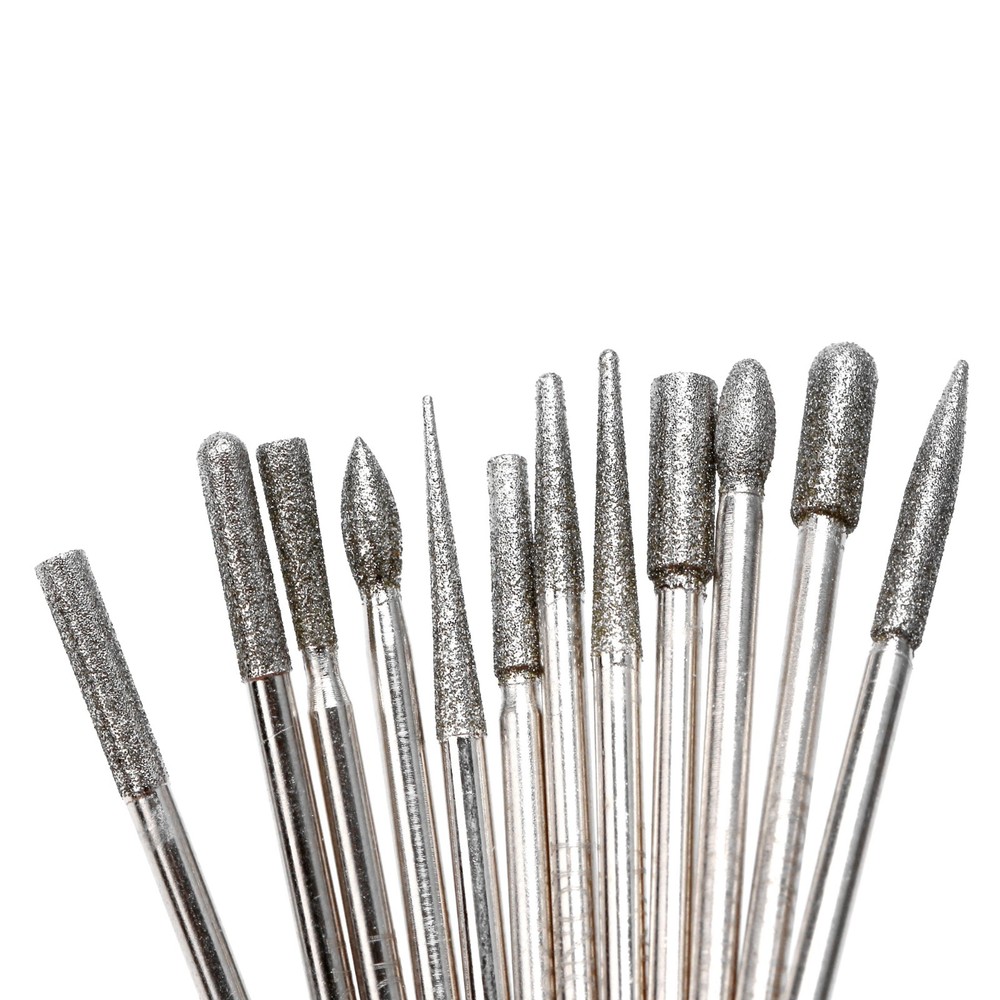 30Pcs Diamond Grinding Bits Set Stone Carving Tools 3/32" Shank for Nail Drill