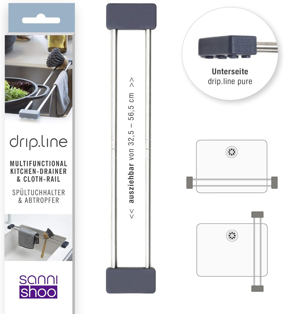 Drip.Line Pure Anthracite - Versatile and Adjustable Kitchen Rack Drip Tray for
