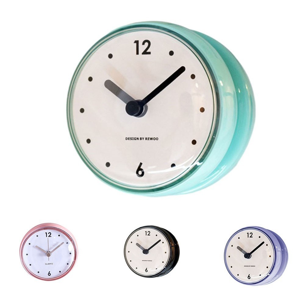Glass Mirror Wall Clock Bathroom Wall Clock Kitchen Bathroom Plastics 1pcs