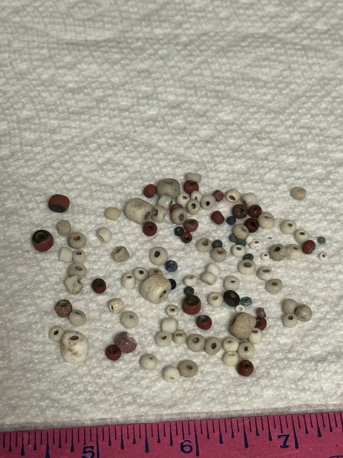 LOT OF 106 ANTIQUE CALIFORNIA TRADE BEADS FOUND BETWEEN AUBURN & PLACERVILLE