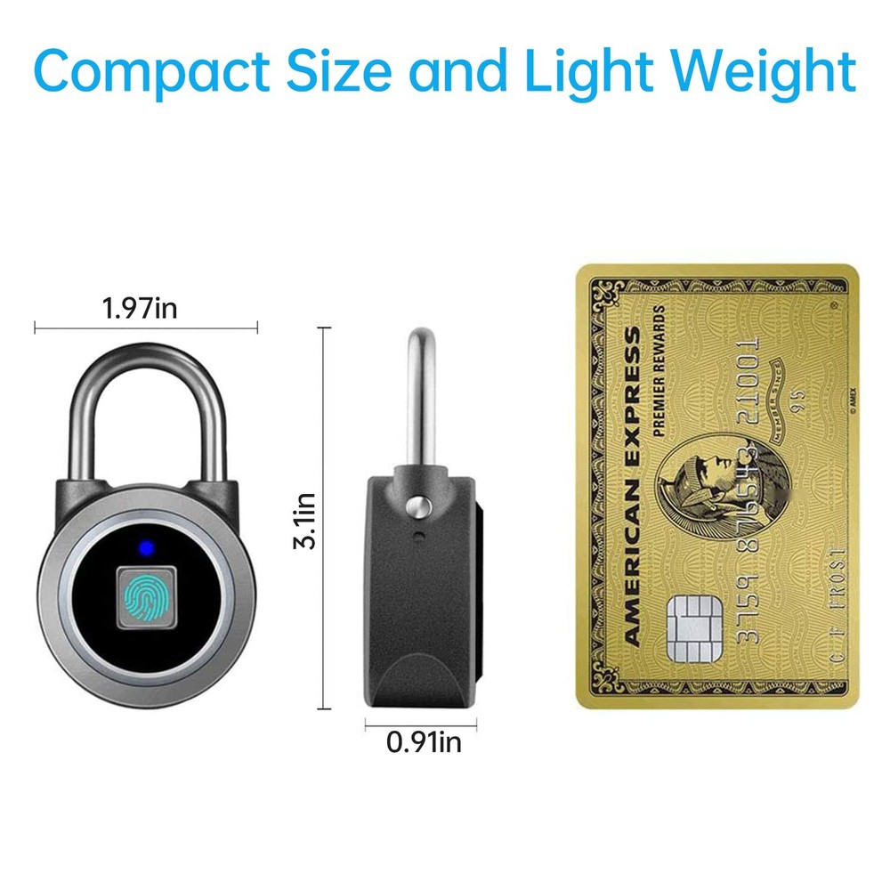 MEGAFEIS Smart Fingerprint Padlock Bluetooth Lock Mobile APP Keyless 80 Char Max
