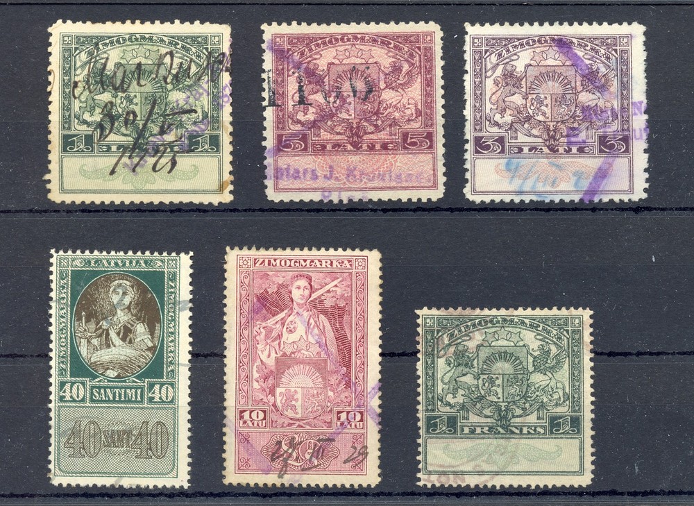 LATVIA 6 x REVENUE ST. USED - MOST VF