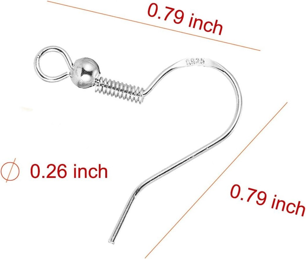 100 Pcs 925 Sterling Silver Earring Hooks with Backs