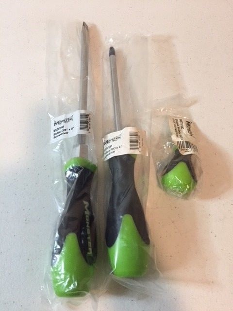 Monster Tools 3 PC Screwdriver Set Slotted 3/8", Phillips PH3, Slotted Stubby
