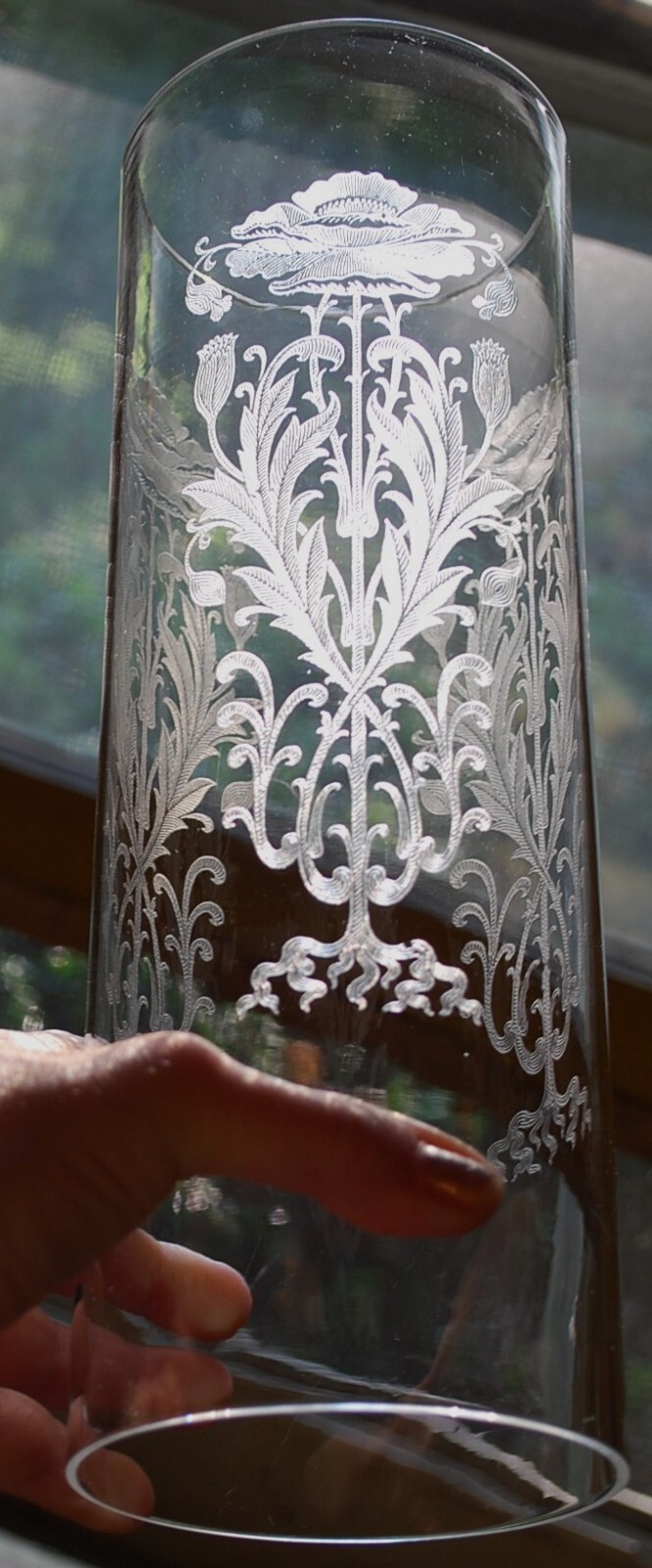 Set 2 TIFFIN FRANCISCAN Crystal Hurricane Lampshades FLANDERS CLEAR ETCH POPPIES