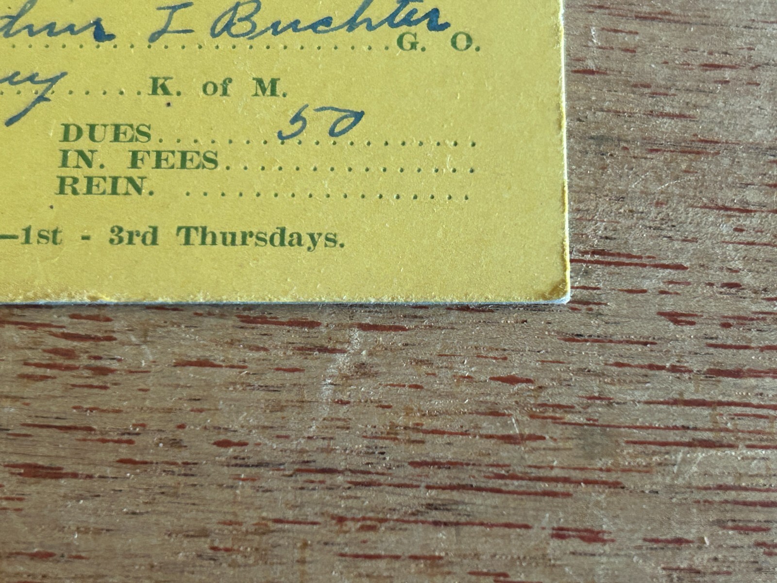 Order Independent Americans Member ID Card 1933 Myerstown Tulpehocken Council