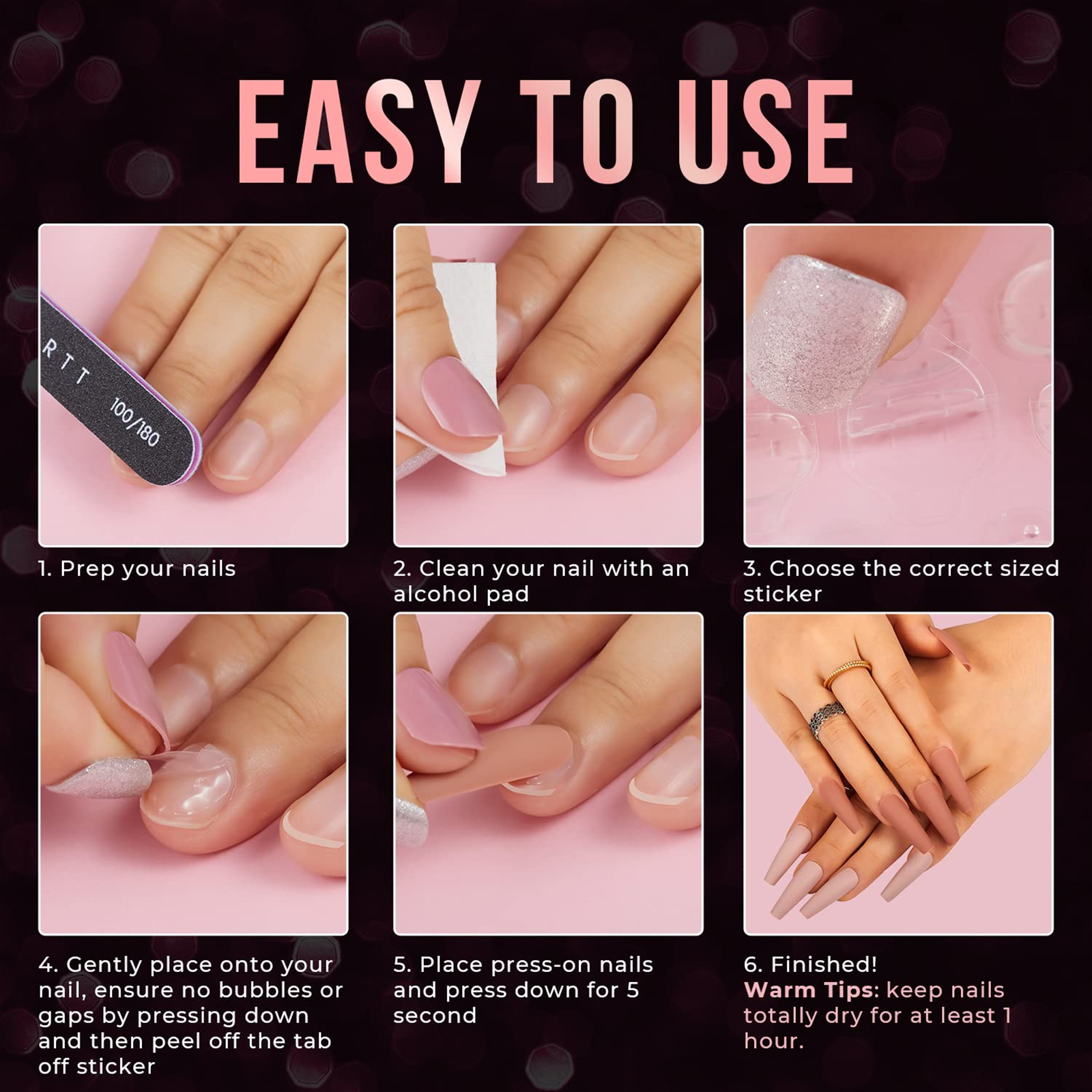 Double-Sided Nail Glue Tape Sticker Adhesive Tabs for Press on Nails 3-40 Sheet