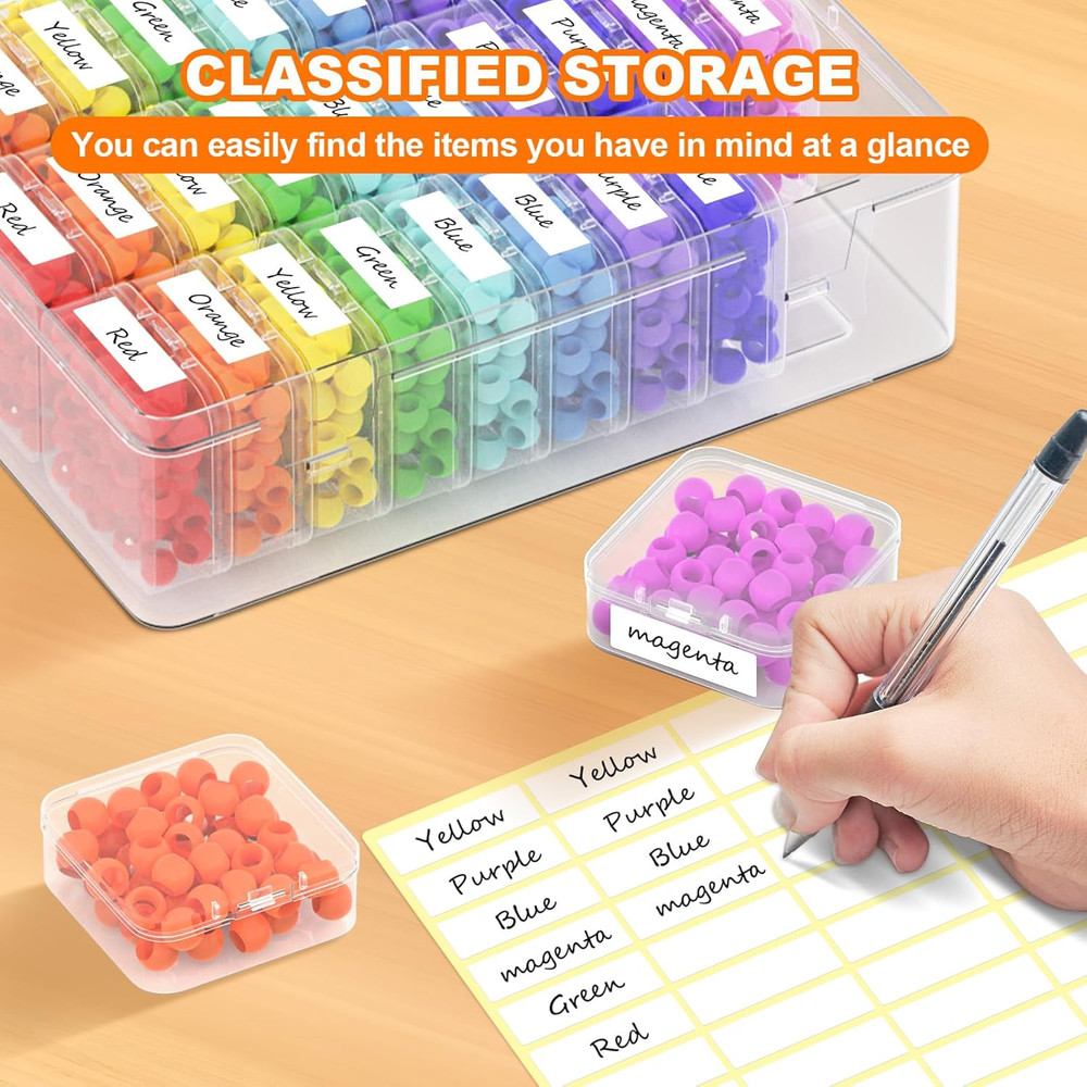 Bead Organizer Box, 30 Pcs Clear Plastic Storage Containers Features Hinged Lid