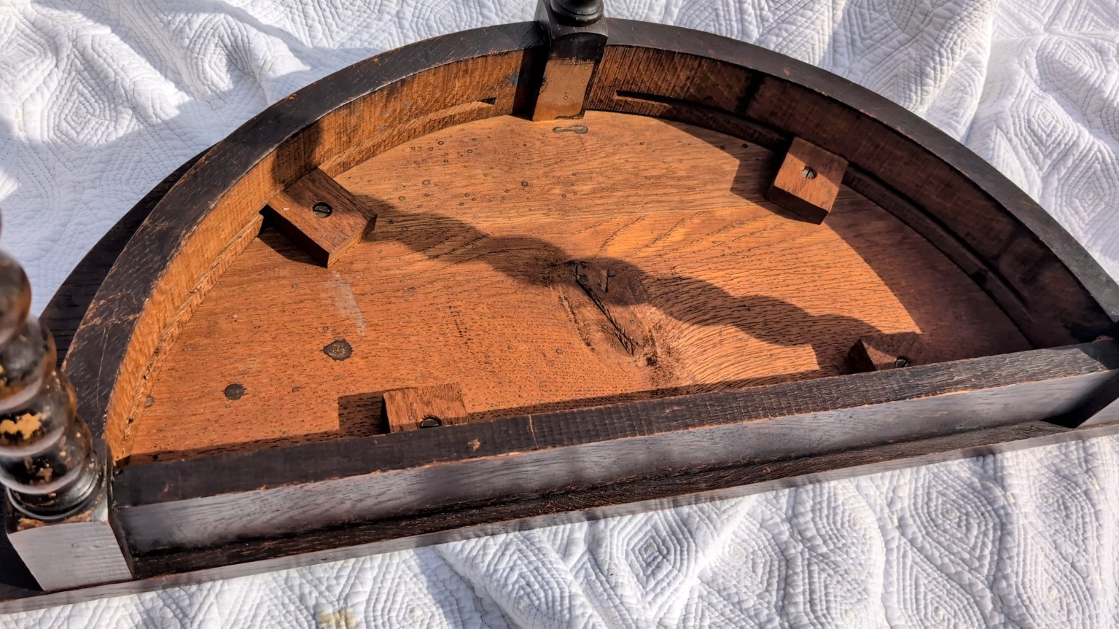 Ornate Demilune Table Half Moon Solid Dark Wood Unique Entry/Hall 25"T