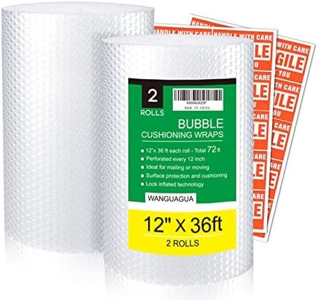2 Pack 12x72ft Perforated Bubble Wrap Moving Shipping