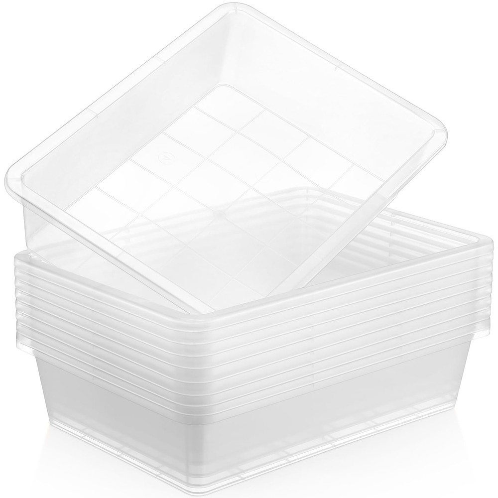 10 Pcs Flat Storage Organizer Tray Bin Letter Size Tray for Classroom Plastic...