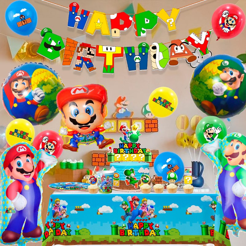 Super Mario Party Decoration Birthday Supplies Balloons Plates