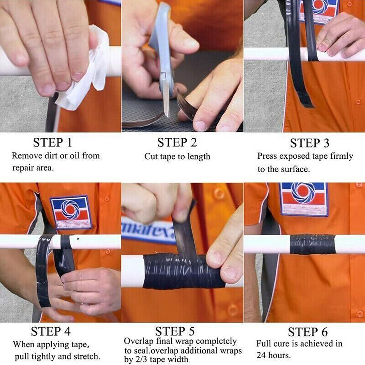 2pcs Black Rubber Silicone Repair Waterproof Adhesive Tape Rescue Self Fusing