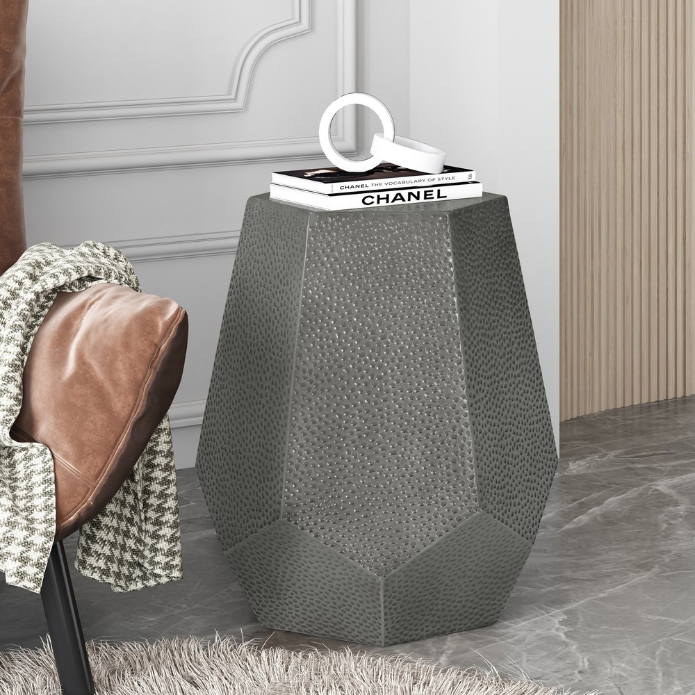 METAL HAMMERED END TABLE