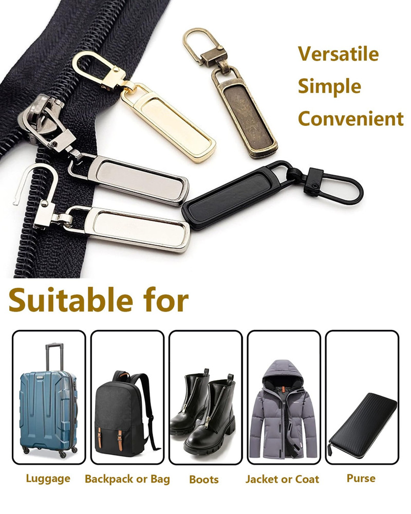 6 Pack Zipper Pull Replacement Detachable Zipper Pull Tabs for Jackets Luggage