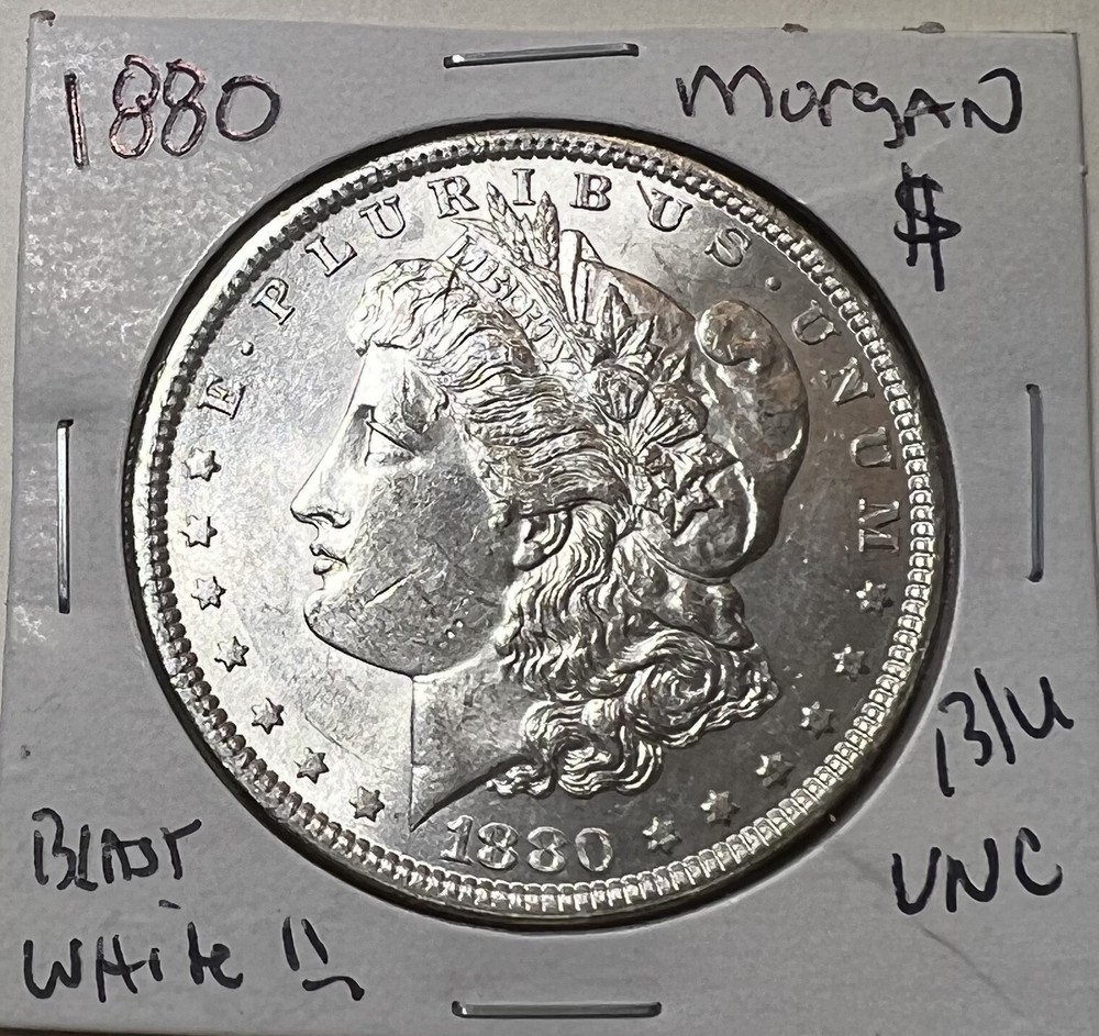 1880 U.S. Morgan 90% Silver Dollar $1 BLAST WHITE !!