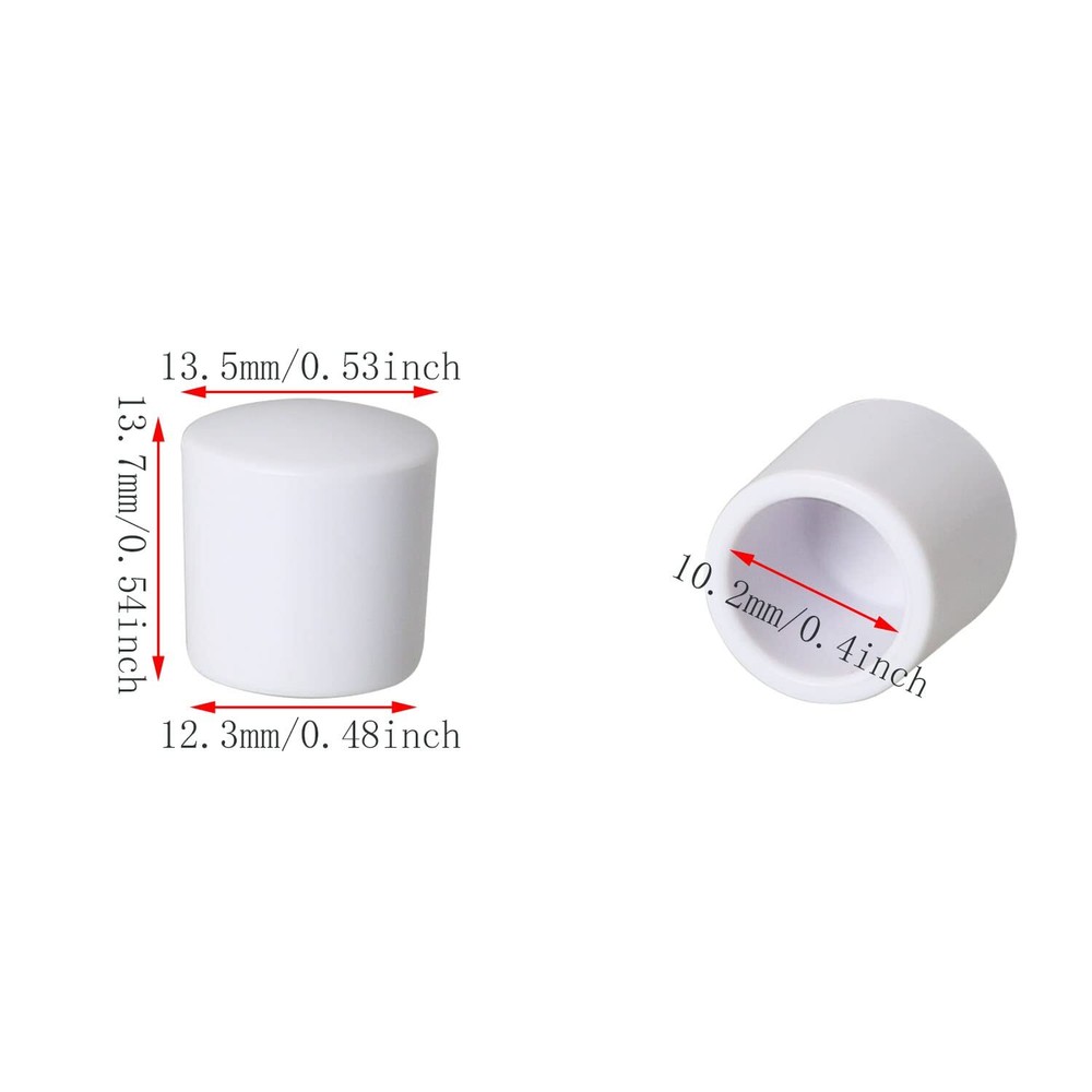 Door Stop Bumper Tips 0.4 Inch Rubber Stop Replacement Tips 8-Pack White