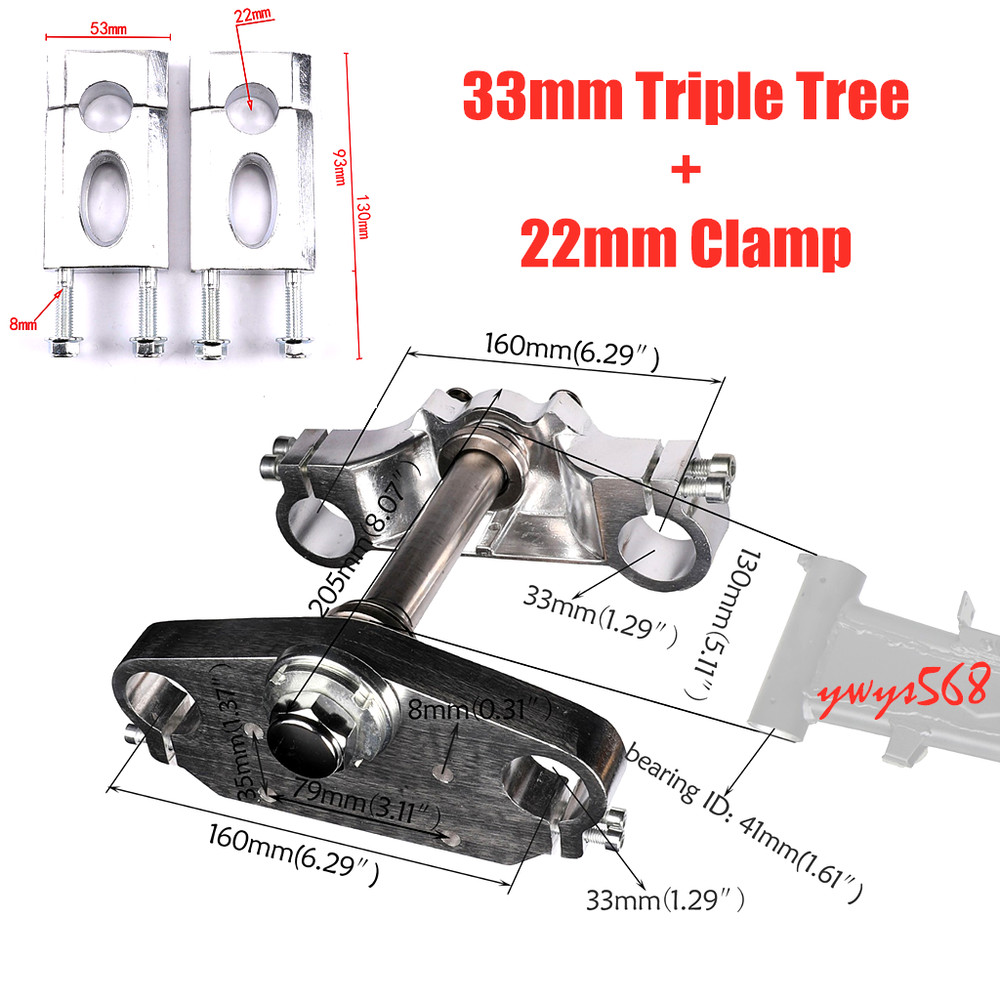 33mm Motorcycle Triple Tree 22mm Handlebar Riser Mounting Clamp Front Fork Bikes