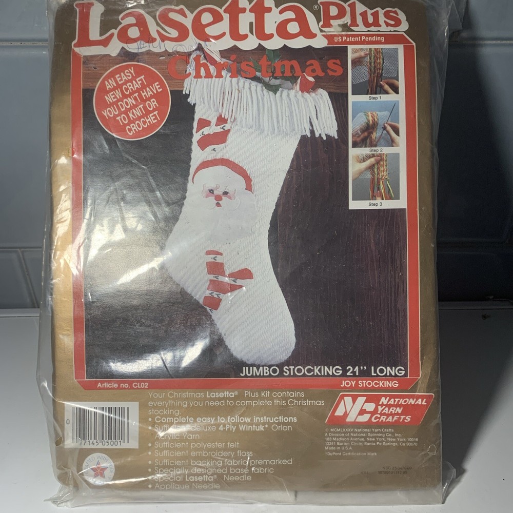 Lasetta Plus 21" Jumbo Joy Stocking Kit vtg 1985