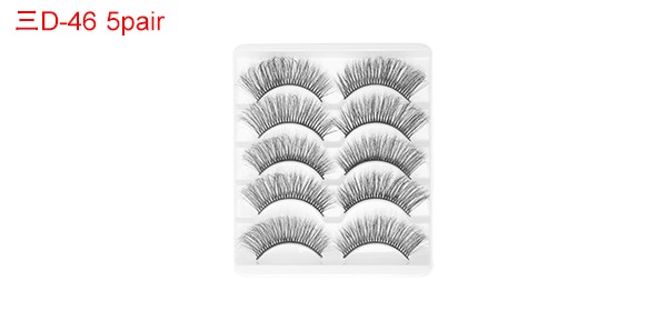Soft 3D False Eyelashes for Makeup Black 3D-46 5 Pair