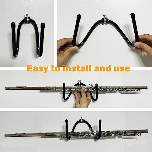2 Pack Universal Flute Hanger - Wall Mount Hook Stand Storage Display Rack -