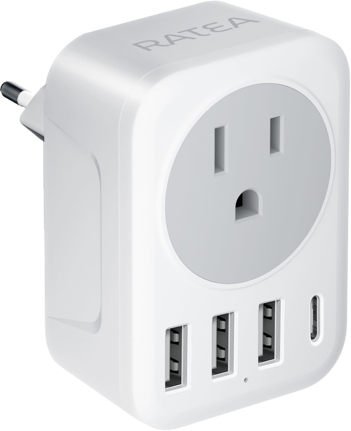 European Travel Plug Adapter, RATEA International Power white gray