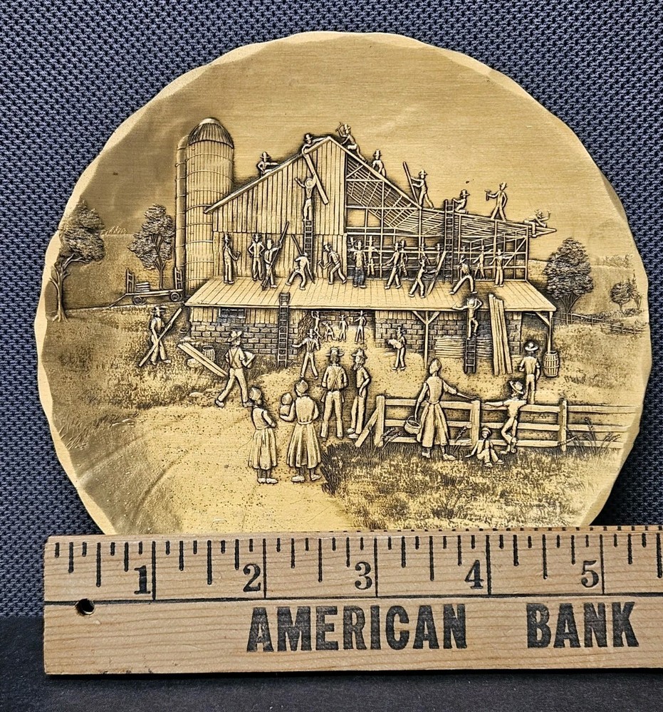 Wendell August 5.75" Amish Construction Home Building Solid Bronze Plate
