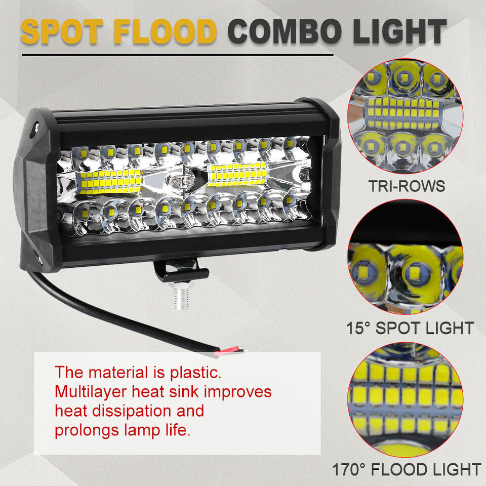 4x 7Inch 20000W LED Work Light Bar Flood Spot Pods Offroad Fog Driving ATV Truck