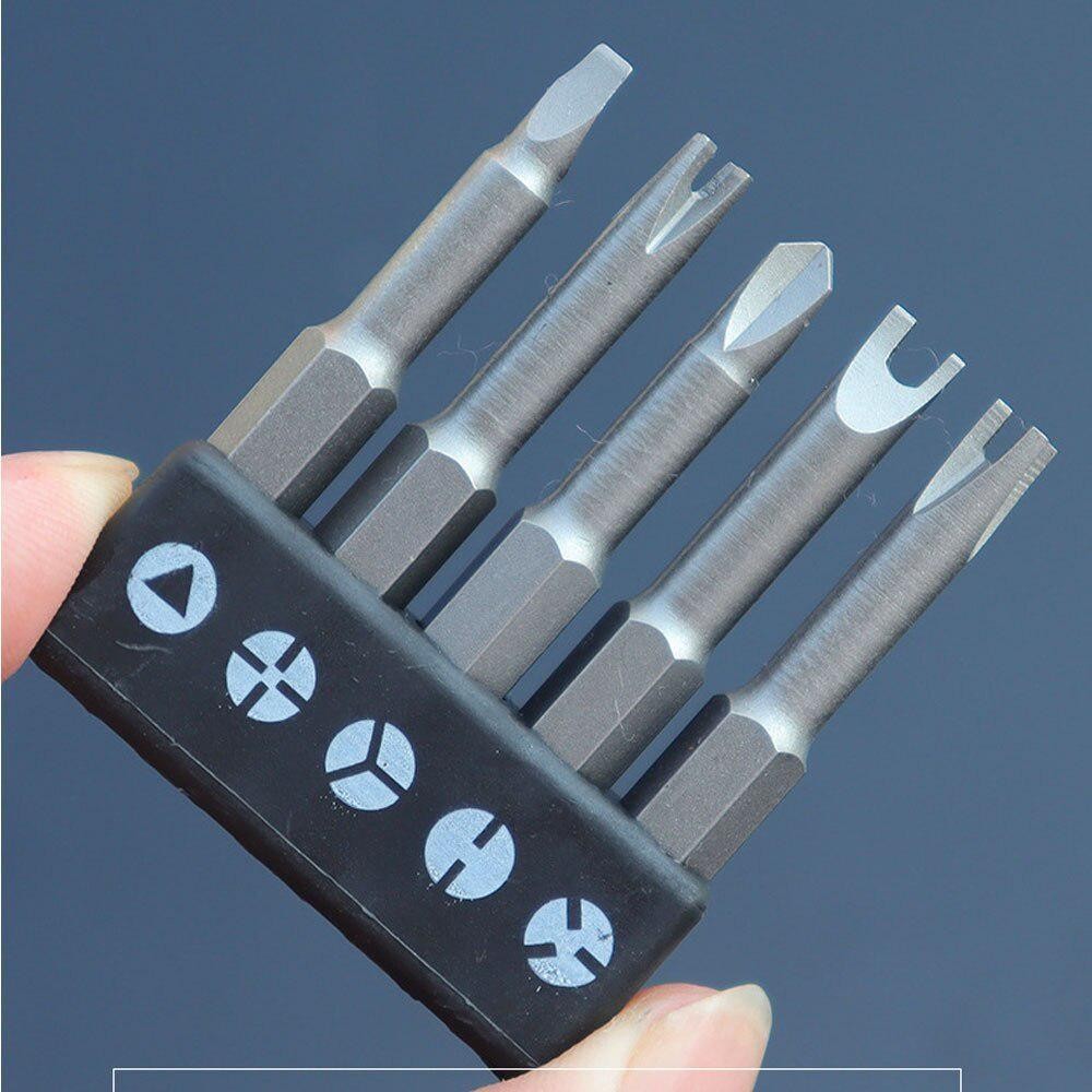 5pcs 50mm Shaped Screwdriver Bits—u, Y, Triangle, Cross & 3-point Tool Set