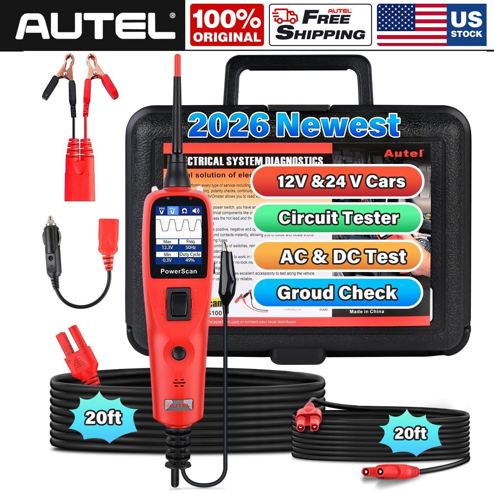 Autel PowerScan PS100 Circuit Tester Electrical Diagnostic Power Probe 12V/24V
