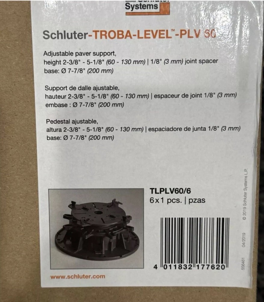 Schluter-TROBA-LEVEL-PLV 60 Adjustable Paver Support